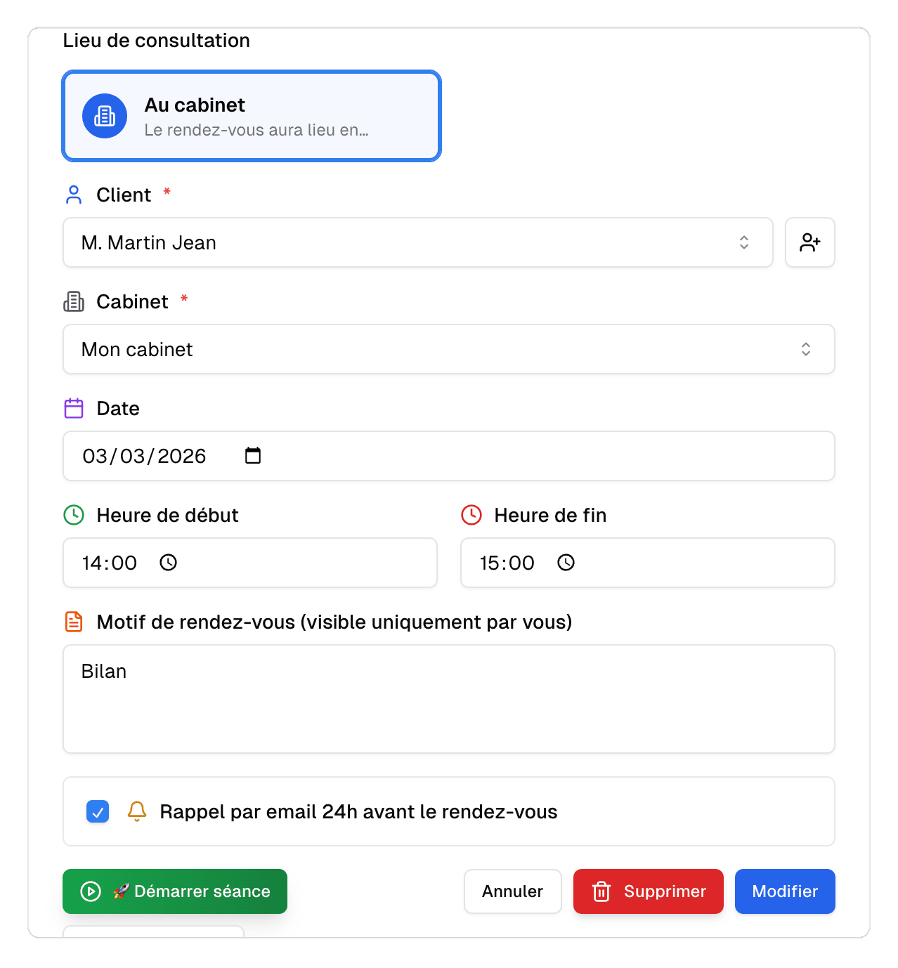 Rappel de rendez-vous automatique